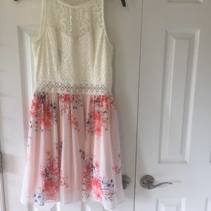 A. Byer Lace & Flare Dress W/ Illusion Waist